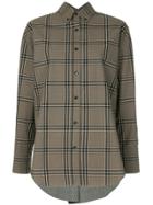 Le Ciel Bleu Checked Back Ruffle Shirt - Brown