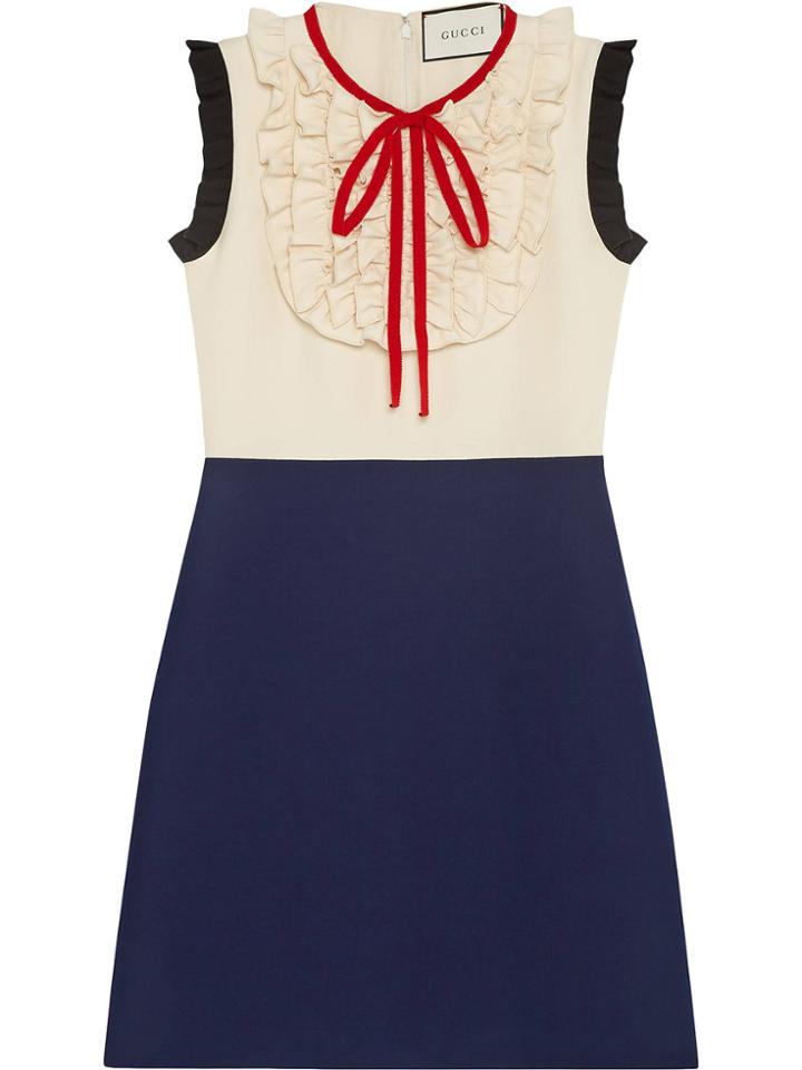 Gucci Silk Wool Contrast Dress - Nude & Neutrals