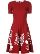 Oscar De La Renta Flared Floral Knit Dress