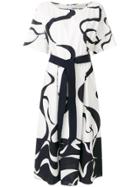 Mantu Printed Tie Waist Dress - White