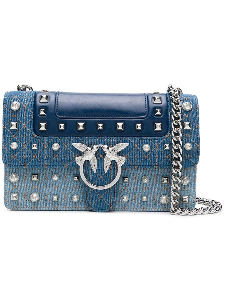 Pinko Love Denim Shoulder Bag - Blue