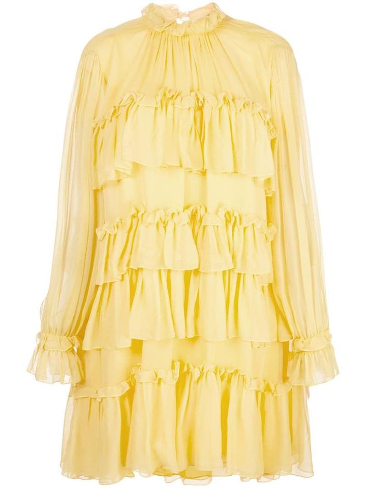 Adam Lippes Tiered Ruffle Dress - Yellow