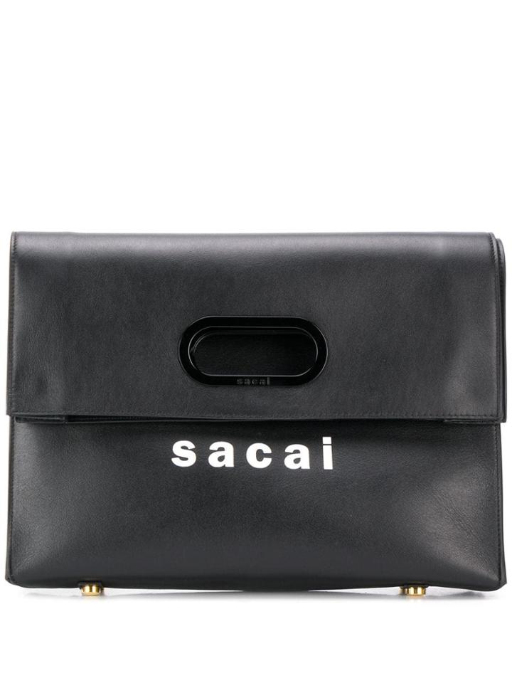 Sacai Foldover Logo Tote - Black