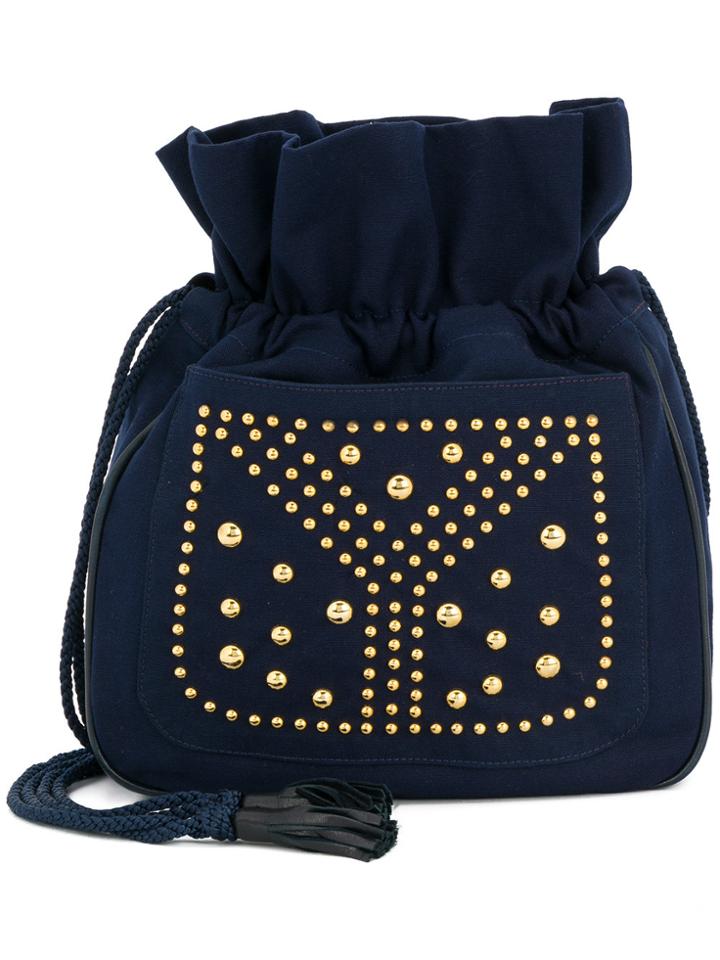 Yves Saint Laurent Vintage Studded Front Shoulder Bag - Blue