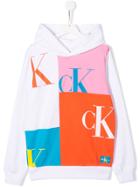 Calvin Klein Kids Teen Patchwork Logo Hoodie - White