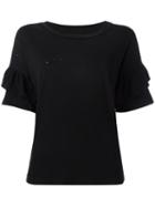 Current/elliott The Ruffle Roadie T-shirt, Women's, Size: 3, Black, Cotton