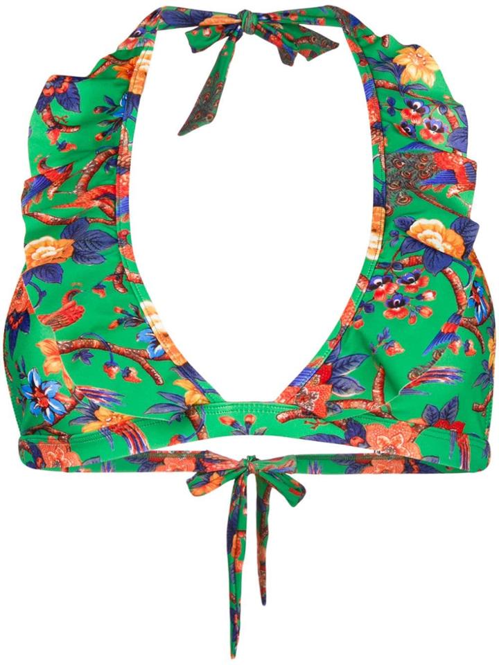La Doublej Pavone Verde Ruffle Bikini Top - Green