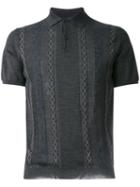 Prada Patterned Polo Shirt, Men's, Size: 52, Grey, Virgin Wool