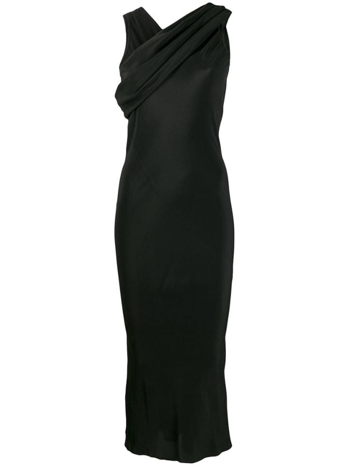 Rick Owens Satin Draped Dress - Black