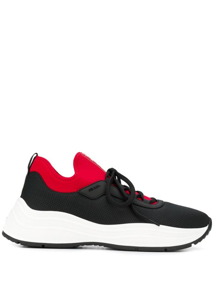Prada Mesh Detail Low-top Sneakers - Black