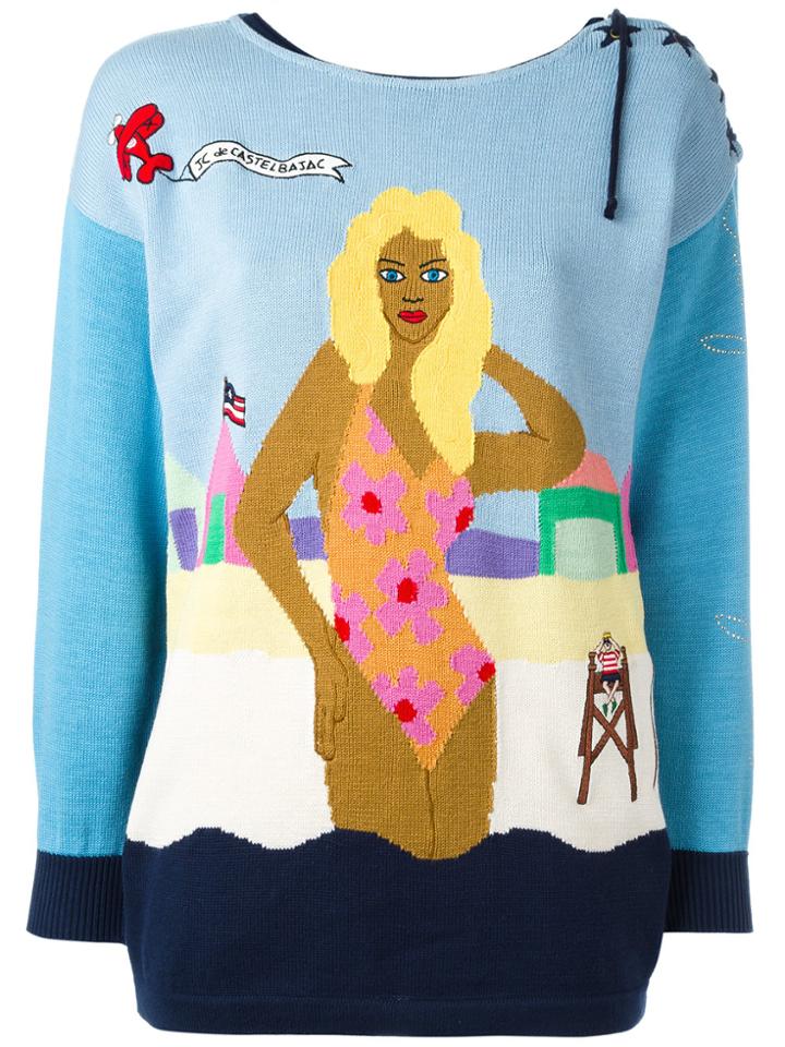 Jc De Castelbajac Vintage Beach Intarsia Jumper - Blue