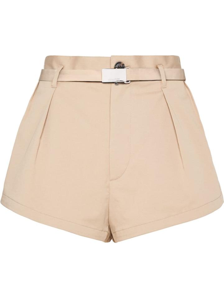 Miu Miu Belted Flared Shorts - Neutrals