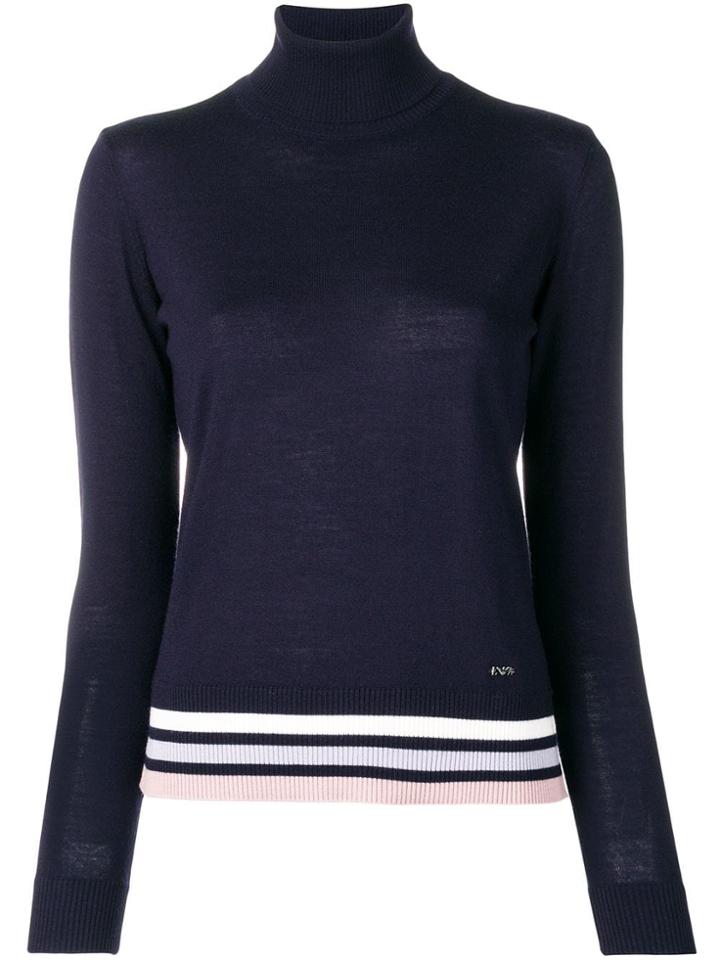 Emporio Armani Striped Trim Jumper - Blue