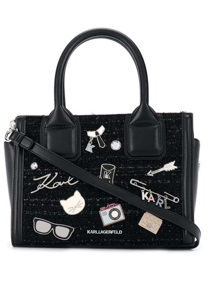 Karl Lagerfeld K/klassik Pins Tweed Small Tote - Black