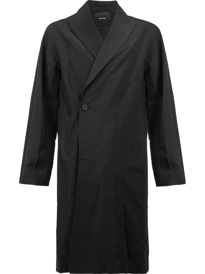 08sircus Peaked Lapel Midi Coat, Men's, Size: 7, Black, Linen/flax/nylon/cupro
