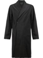 08sircus Peaked Lapel Midi Coat, Men's, Size: 7, Black, Linen/flax/nylon/cupro