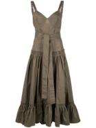 Proenza Schouler Sleeveless Tiered Cotton Poplin Dress - Brown