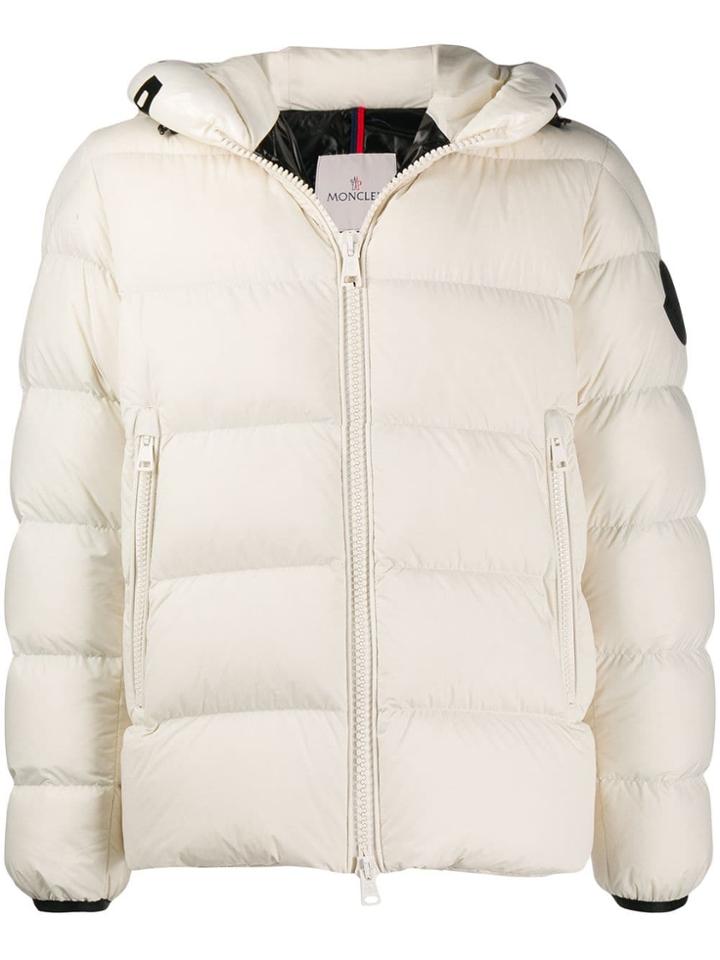 Moncler Logo Detail Hooded Padded Jacket - White