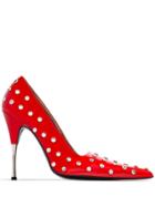 Area Studded 95mm Pumps - Red
