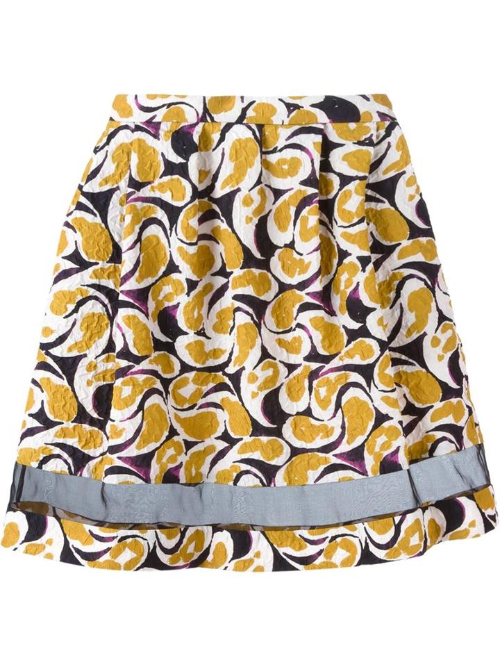 Saloni Mesh Panel Abstract Print Skirt