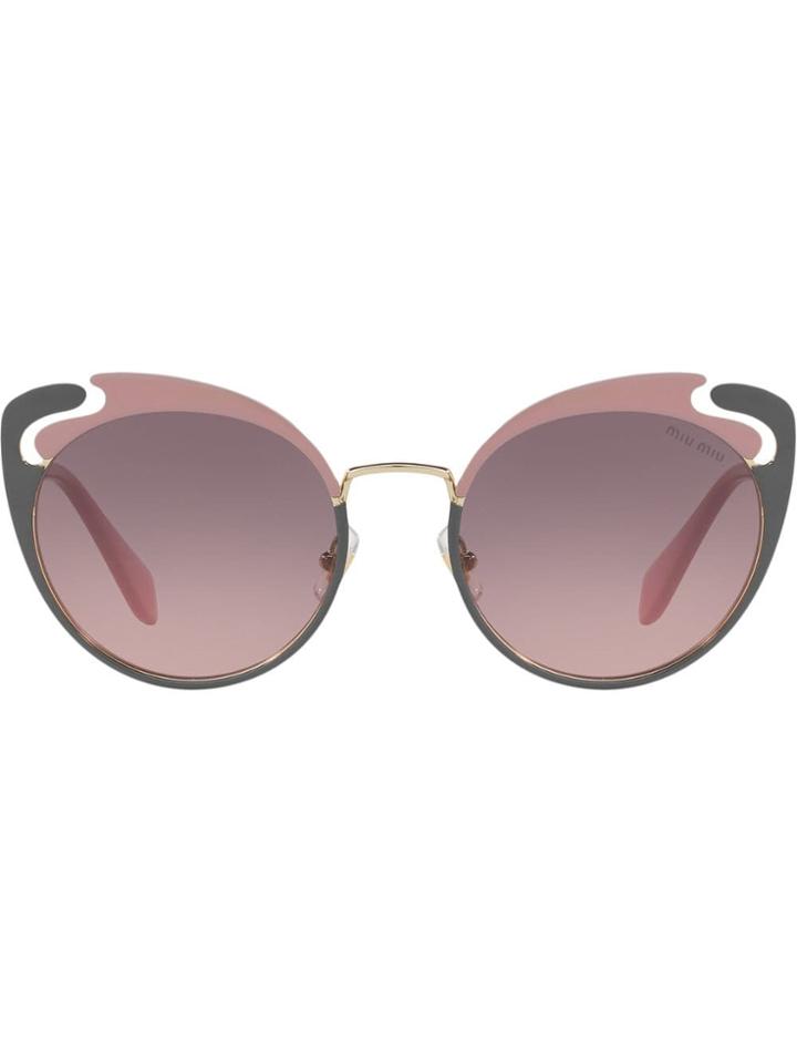 Miu Miu Eyewear Cut Out Round Sunglasses - Pink