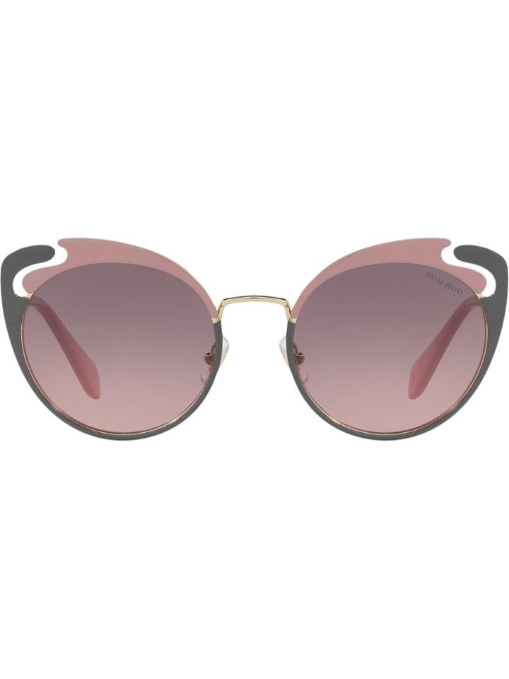 Miu Miu Eyewear Cut Out Round Sunglasses - Pink