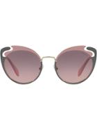 Miu Miu Eyewear Cut Out Round Sunglasses - Pink