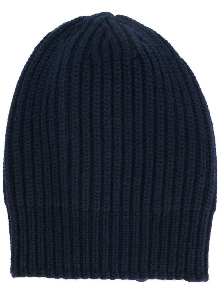 Jil Sander Ribbed Knit Beanie - Blue