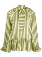 Sofie Sol Studio Striped Ruffled Blouse - Green