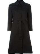 L'autre Chose Belted Raincoat, Women's, Size: 42, Black, Cotton/spandex/elastane