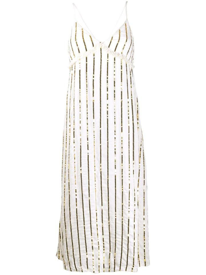 Sundress Embellished Midi Dress - White