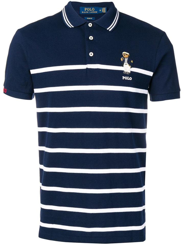 Polo Ralph Lauren Polo Bear Striped Polo Shirt - Blue