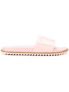 Fendi Logo Embossed Pool Slides - Nude & Neutrals