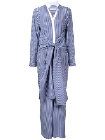 Co-mun - Striped Jumpsuit - Women - Cotton - 42, Blue, Cotton