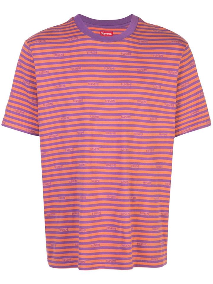 Supreme Logo Stripe Ss Top - Orange