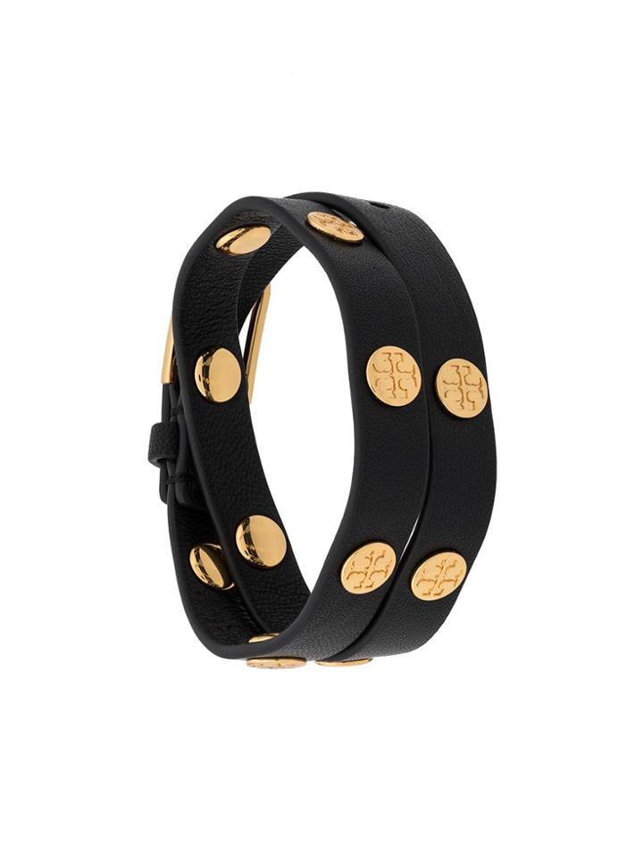 Tory Burch Double Wrap Studded Bracelet - Black