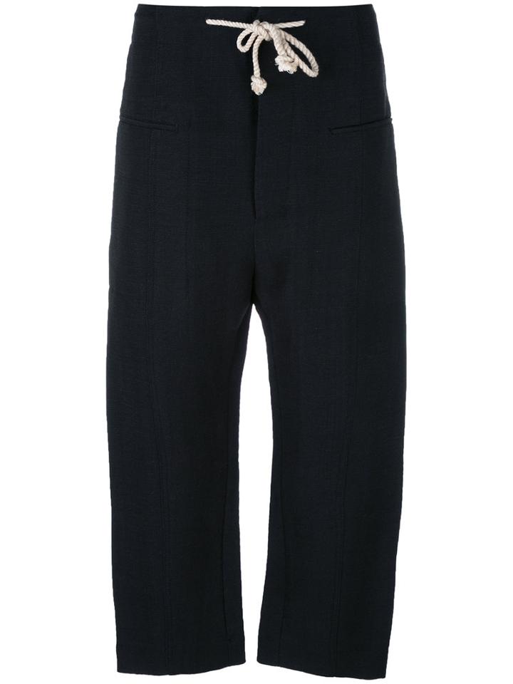 Joseph Rope Belt Cropped Trousers, Women's, Size: 38, Blue, Jute/viscose/silk/cotton