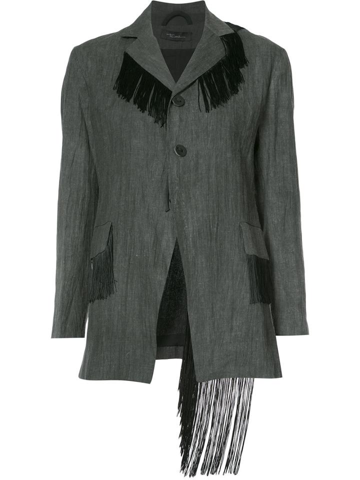 Area Di Barbara Bologna - 'fringe Blazer' - Women - Linen/flax - 42, Women's, Grey, Linen/flax