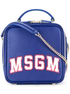 Msgm - Logo Print Tote - Women - Calf Leather/metallic Fibre - One Size, Blue, Calf Leather/metallic Fibre