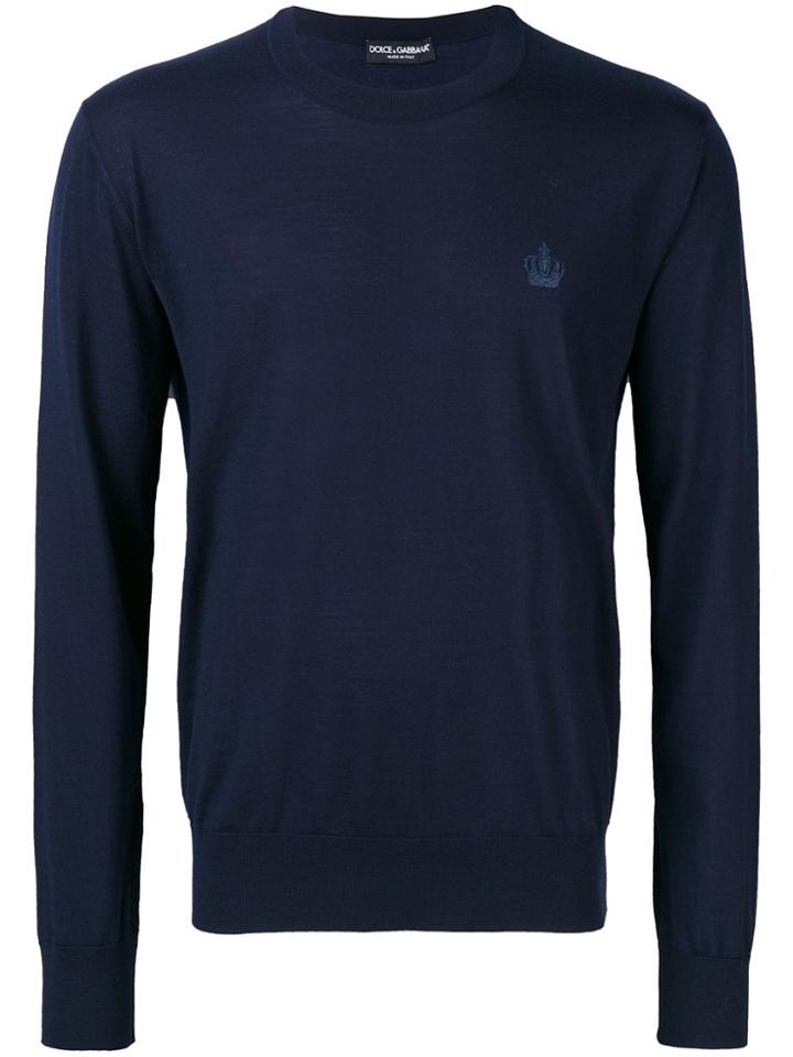 Dolce & Gabbana Embroidered Crown Jumper - Blue