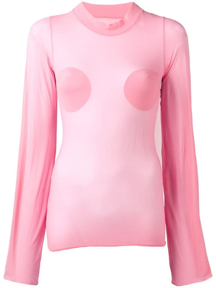 Courrèges Sheer Bell Sleeve Top - Pink