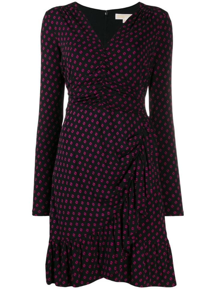 Michael Michael Kors Polka Dot Ruffled Dress - Black