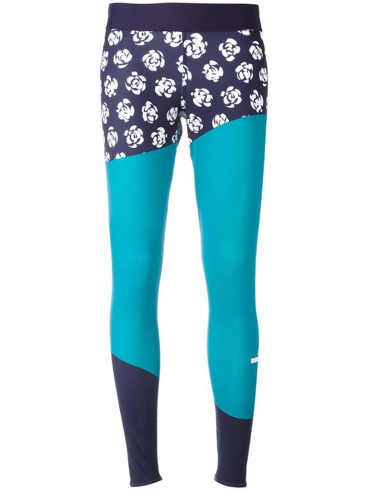Adidas By Stella Mccartney Kite Floral Run Long Leggings, Women's, Size: Small, Blue