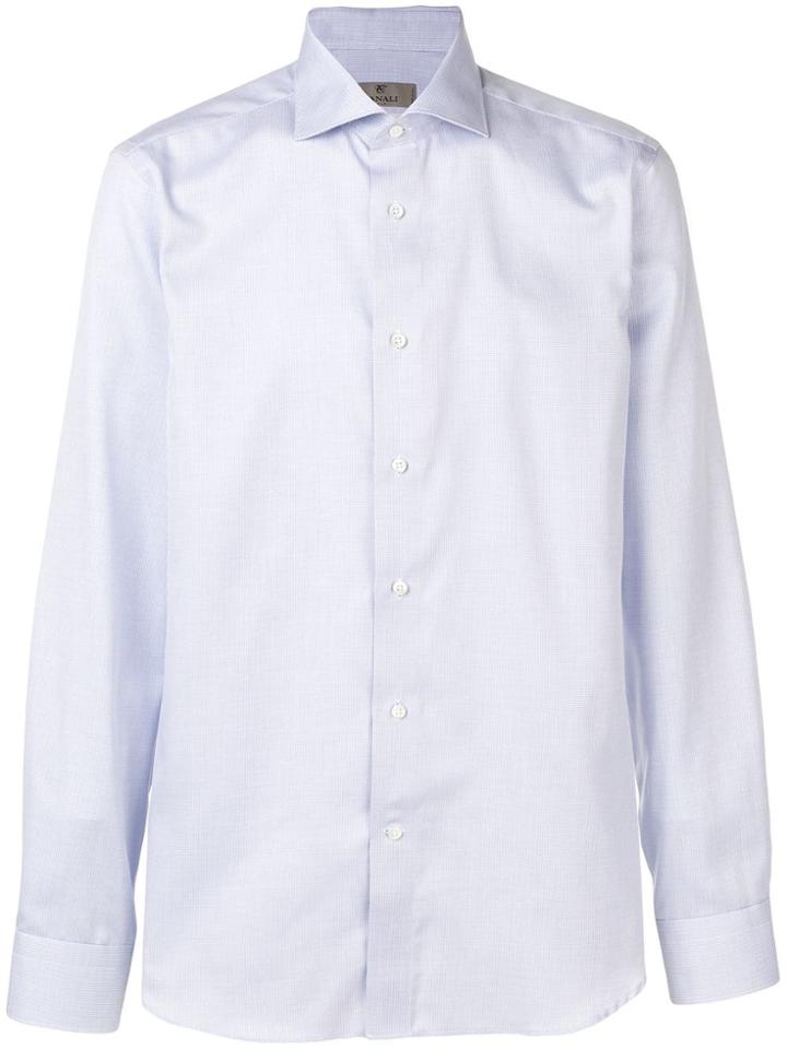 Canali Checked Pointed Collar Shirt - Blue