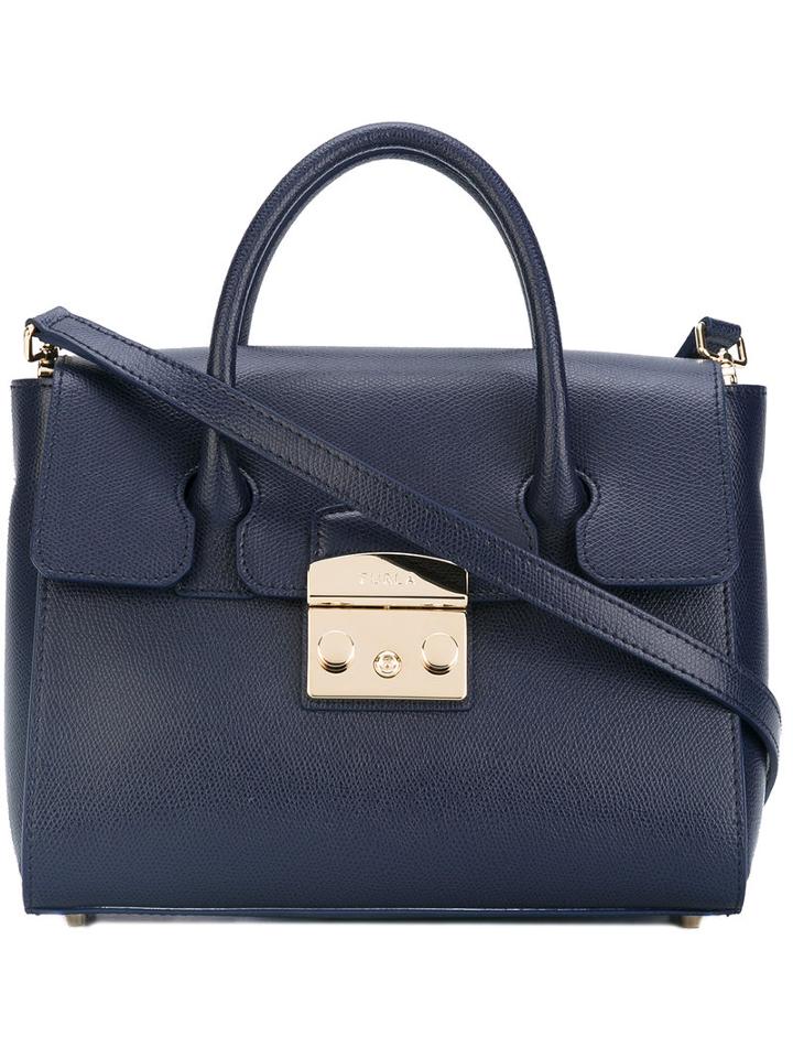 Furla Cross-body Tote, Women's, Blue, Leather/viscose/nylon