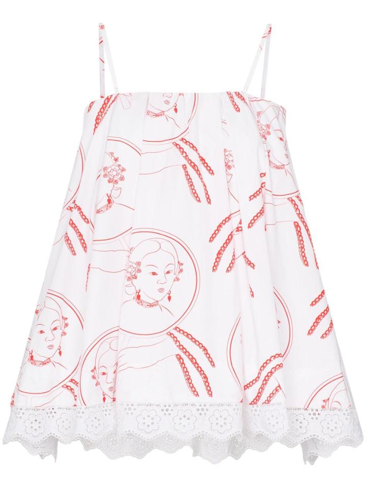 Simone Rocha Face Print Cami Top - White