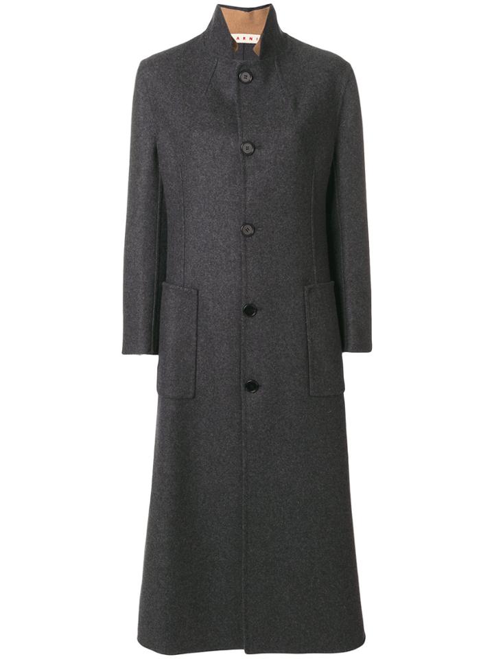 Marni Single Breasted Long Coat - Grey