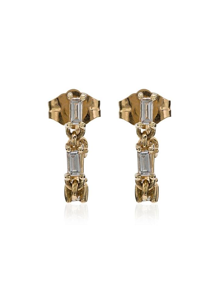 Lizzie Mandler Fine Jewelry Baguette Diamonds Huggie Earrings - Gold