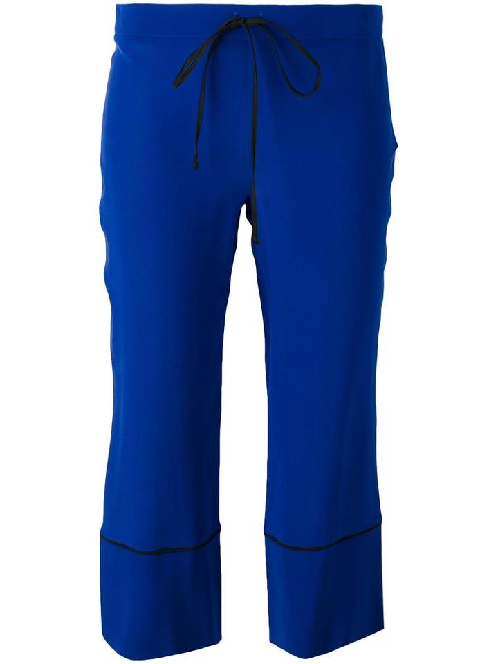 L'autre Chose Piped Trim Cropped Trousers, Women's, Size: 42, Blue, Silk