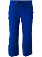 L'autre Chose Piped Trim Cropped Trousers, Women's, Size: 42, Blue, Silk